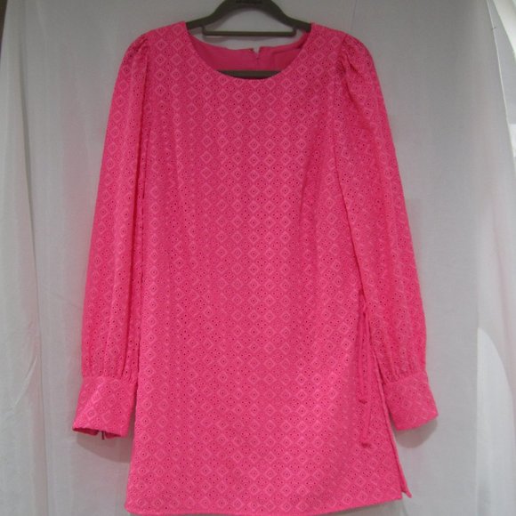 Lilly Pulitzer 4 Aisha Romper Barbie Pink Eyelet Lace - Picture 1 of 9